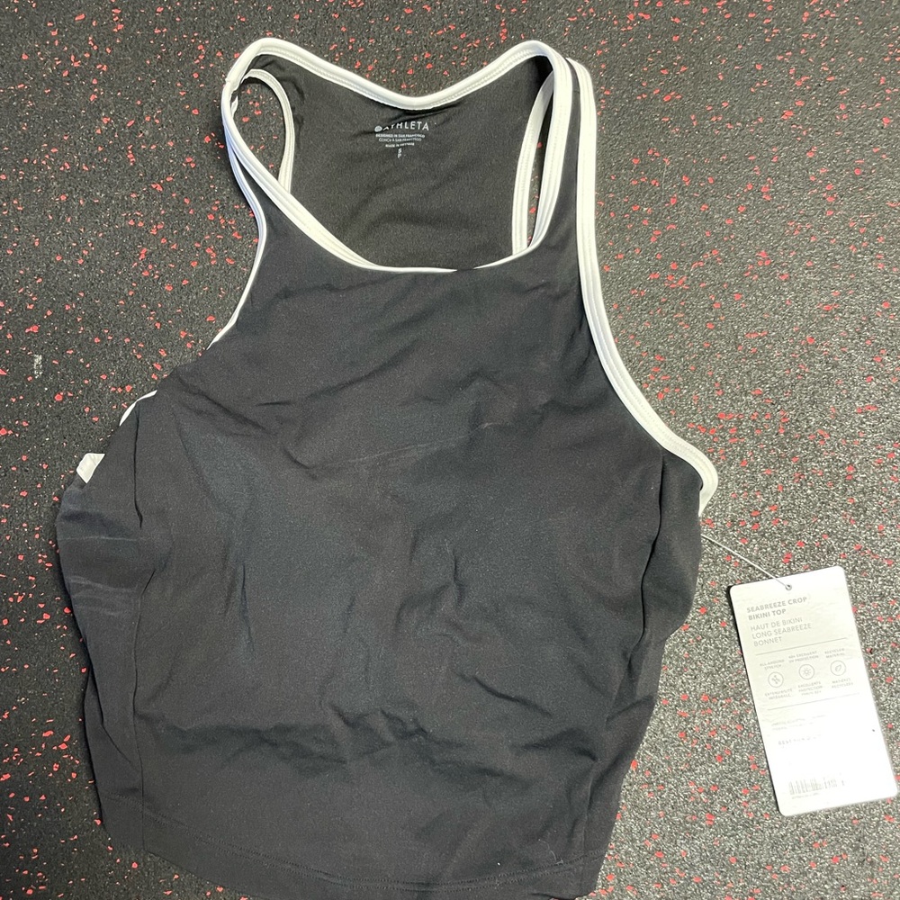 Athleta Charcoal Tank with Light Trim